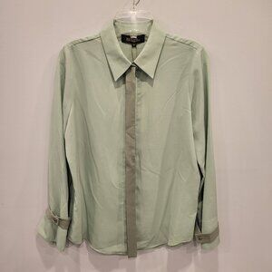 Royal Roland Long Sleeve Elegant Formal Blouse Size Medium Mint Green